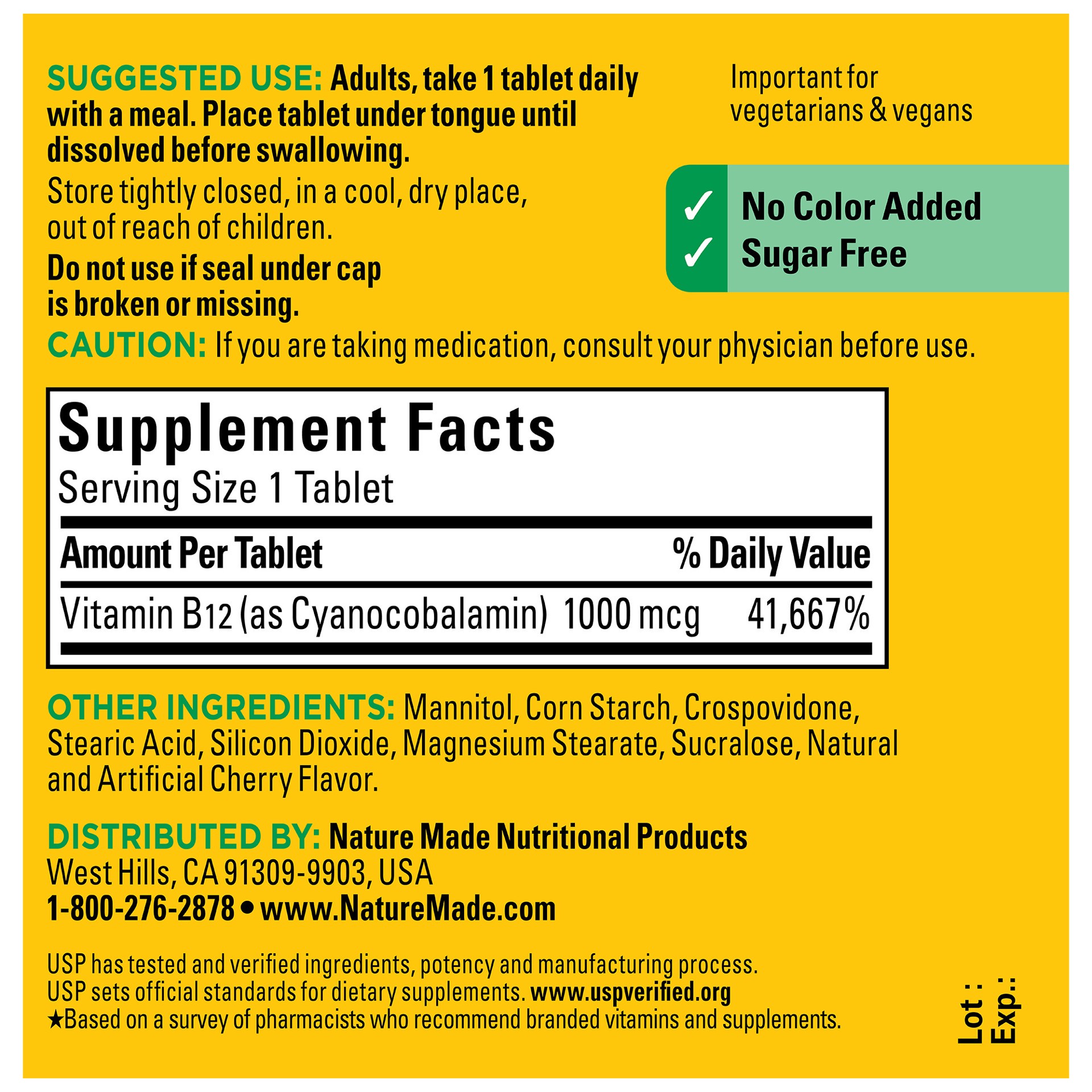 slide 7 of 8, Nature Made Vitamin B12 1000 mcg, Easy to Take Sublingual B12 for Energy Metabolism Support, 50 Sugar Free Fast Dissolve Tablets, 50 Day Supply, 50 ct