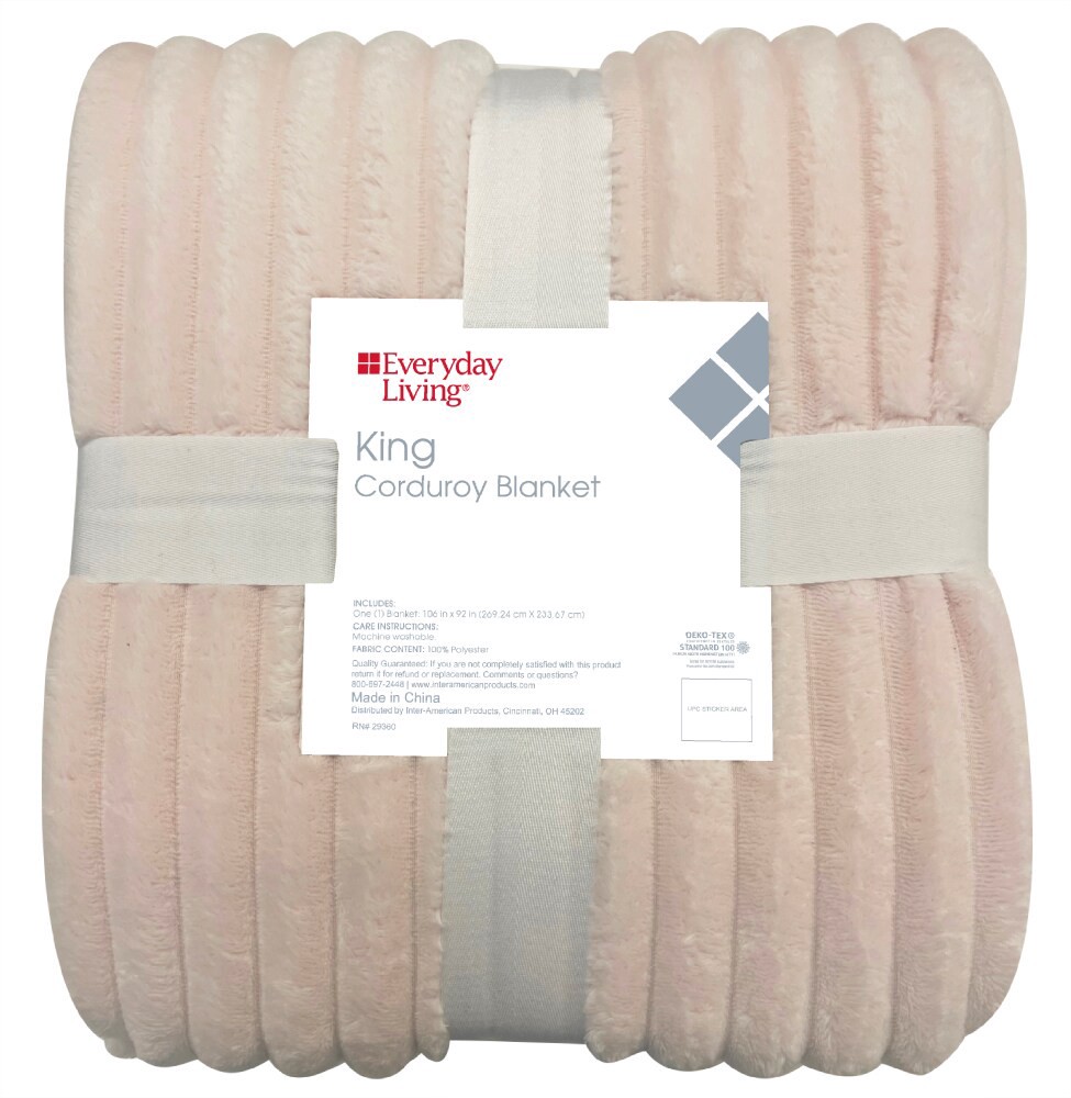 slide 1 of 1, Everyday Living Corduroy King Pink Blanket, 1 ct