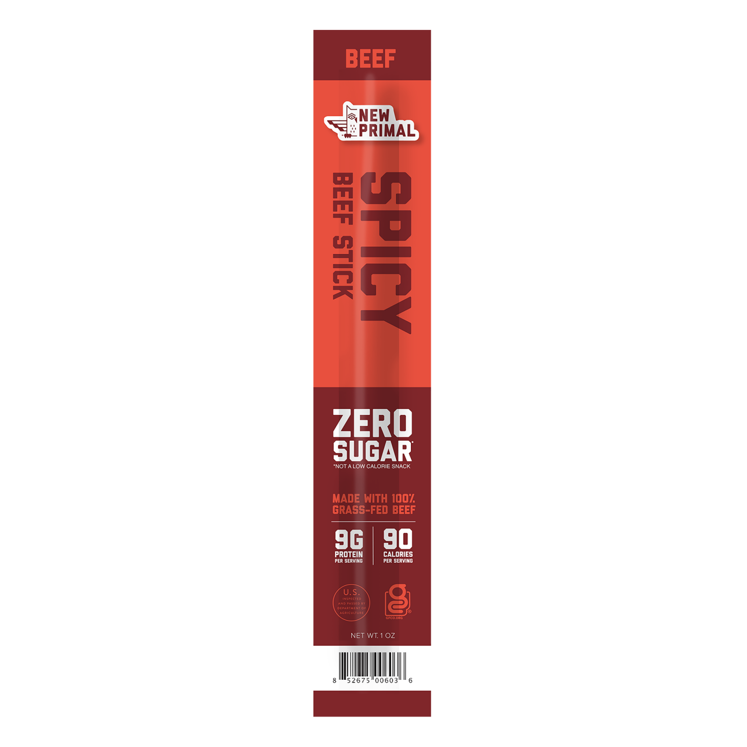 slide 1 of 3, New Primal Spicy Beef Sticks, 1 oz