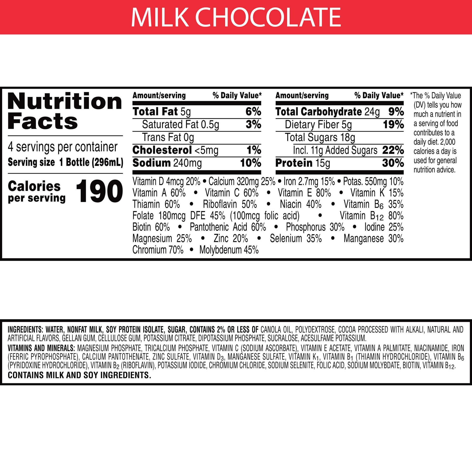 slide 5 of 5, Special K Kellogg's Special K Protein Shakes, Meal Replacement, High Protein, Gluten-Free Snacks, Milk Chocolate, 40oz Pack, 4 Bottles, 40 oz