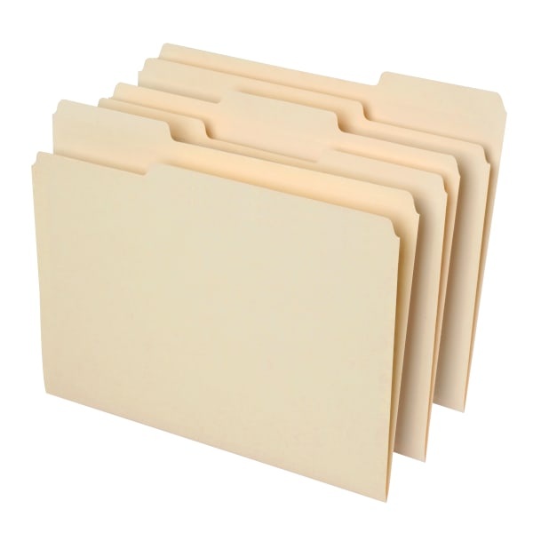 slide 1 of 5, Office Depot File Folders, 1/3 Cut, Letter Size, 30% Recycled, Manila, Pack Of 100 Folders, 100 ct