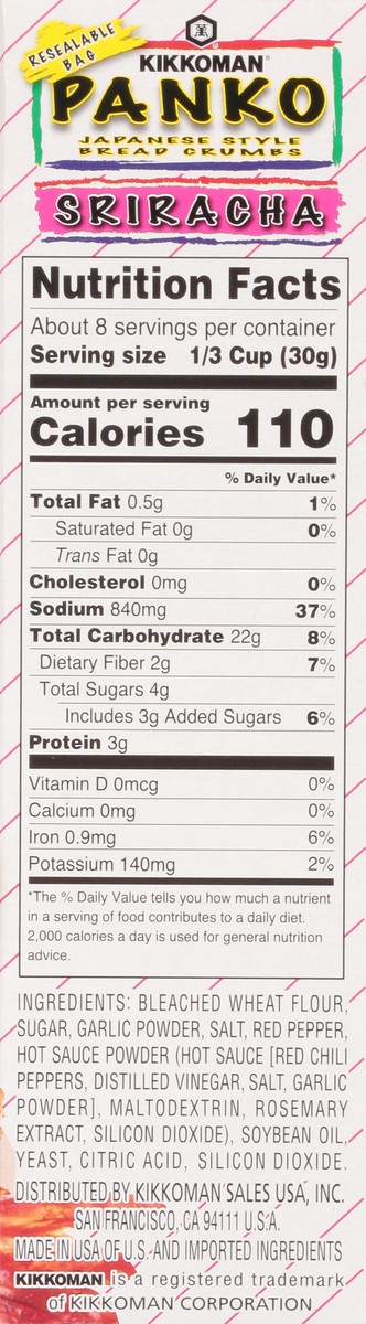 slide 8 of 9, Kikkoman Japanese Style Bread Crumbs Sriracha Panko 8 oz, 8 oz