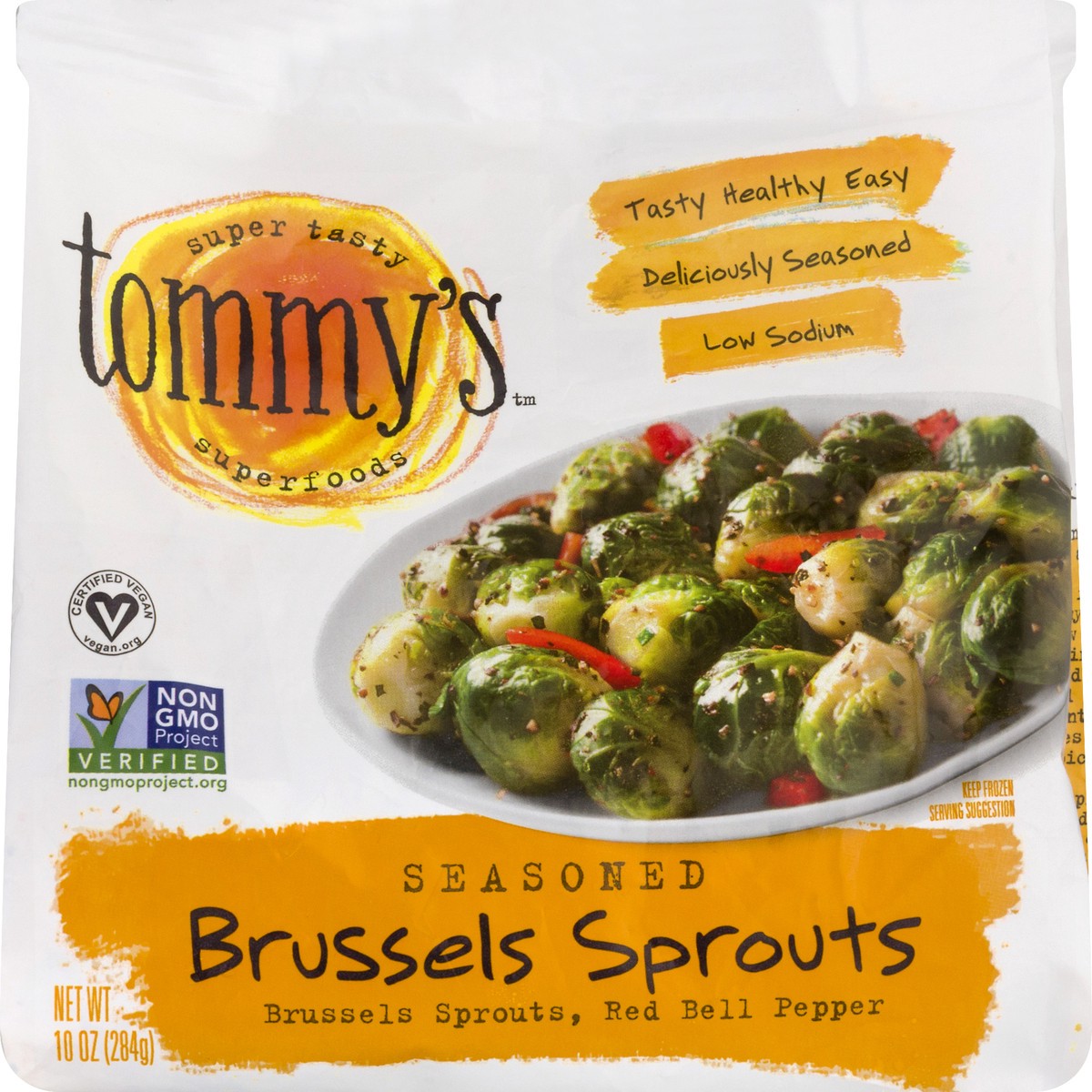 slide 3 of 9, Tommy's Red Bell Pepper Seasoned Low Sodium Brussels Sprouts 10 oz, 10 oz