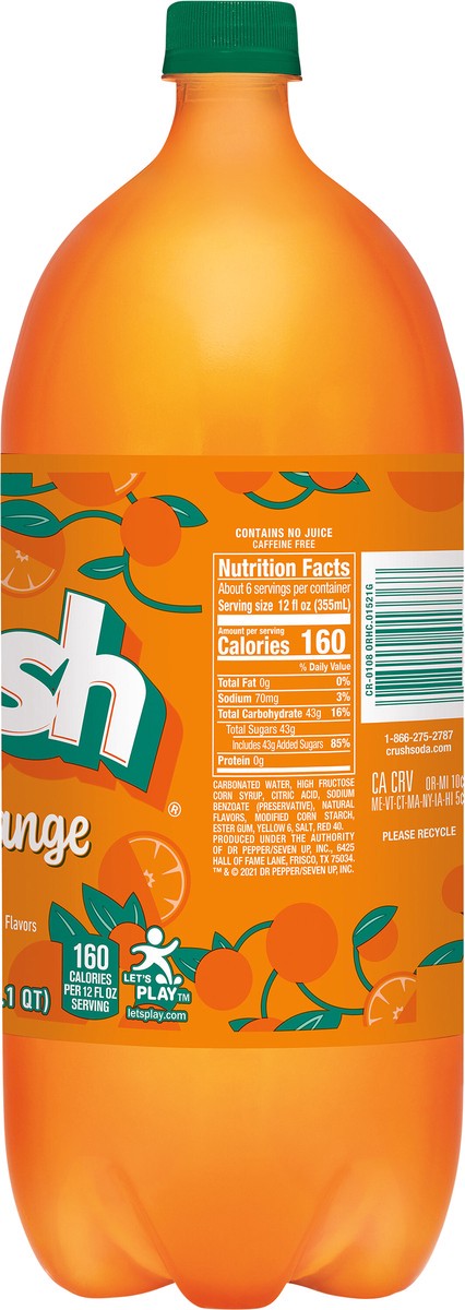 slide 10 of 12, Crush Orange Soda, 2 L bottle, 2 liter