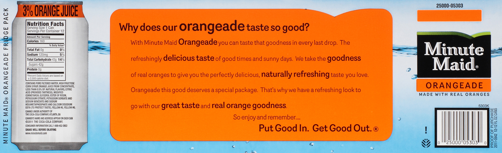 slide 3 of 6, Minute Maid Orangeade, Juice Drink, 12 fl oz, 12 pack,, 144 fl oz