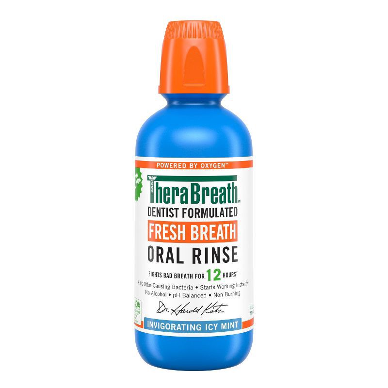 slide 1 of 9, Therabreath Fresh Breath Mouthwash Icy Mint - 16 fl oz, 16 fl oz