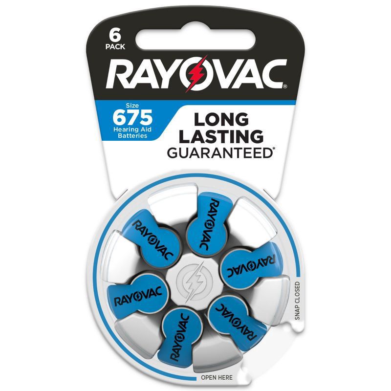 slide 1 of 2, RAYOVAC Size 675 Hearing Aid Batteries (6 Pack), 6 ct