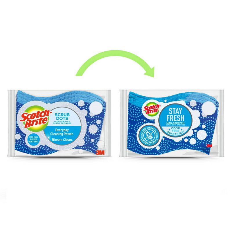 slide 5 of 9, Scotch-Brite Stay Fresh Non-Scratch Scrub Dots Scrub Sponges 3 ea, 3 ct