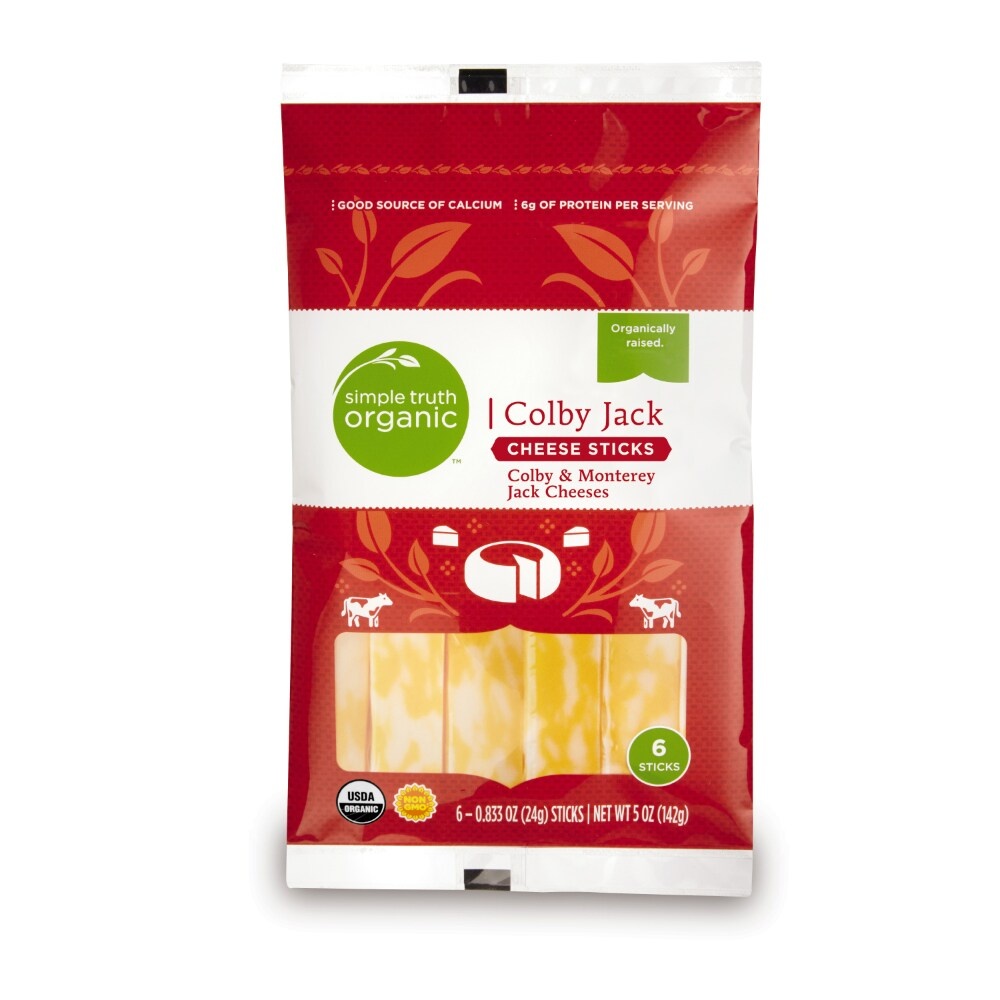 slide 1 of 1, Simple Truth Organic Colby Jack Cheese Sticks, 6 ct; 0.83 oz