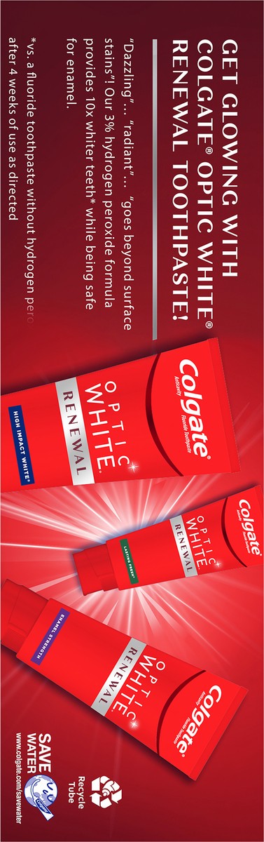 slide 2 of 7, Colgate Optic White Renewal Teeth Whitening Toothpaste, High Impact White, 3 Oz, 3 oz