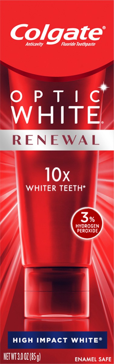 slide 6 of 7, Colgate Optic White Renewal Teeth Whitening Toothpaste, High Impact White, 3 Oz, 3 oz