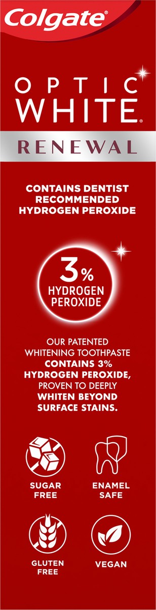 slide 4 of 7, Colgate Optic White Renewal Teeth Whitening Toothpaste, High Impact White, 3 Oz, 3 oz