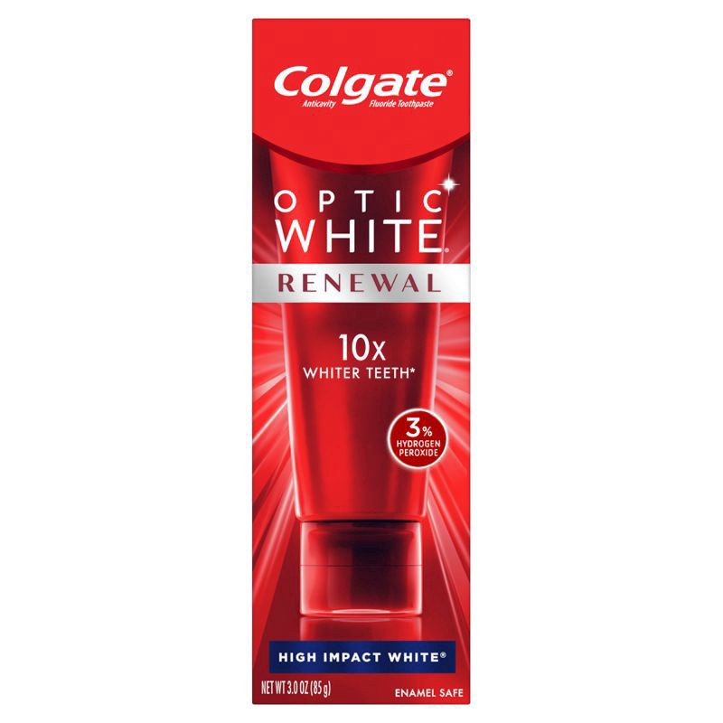 slide 1 of 7, Colgate Optic White Renewal Teeth Whitening Toothpaste, High Impact White, 3 Oz, 3 oz