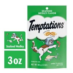 TEMPTATIONS Crunchy and Soft Cat Treats Seafood Medley Flavor