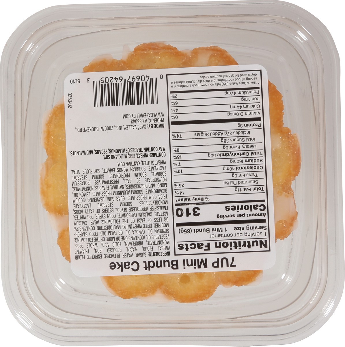 slide 4 of 9, Cafe Valley Bakery 7UP Lemon Lime Bundt Cake Mini 3 oz, 3 oz