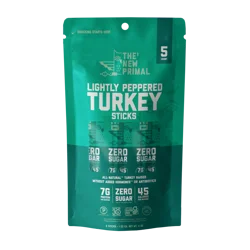 The New Primal Zero Sugar Lightly Peppered Turkey Sticks - 5 ea