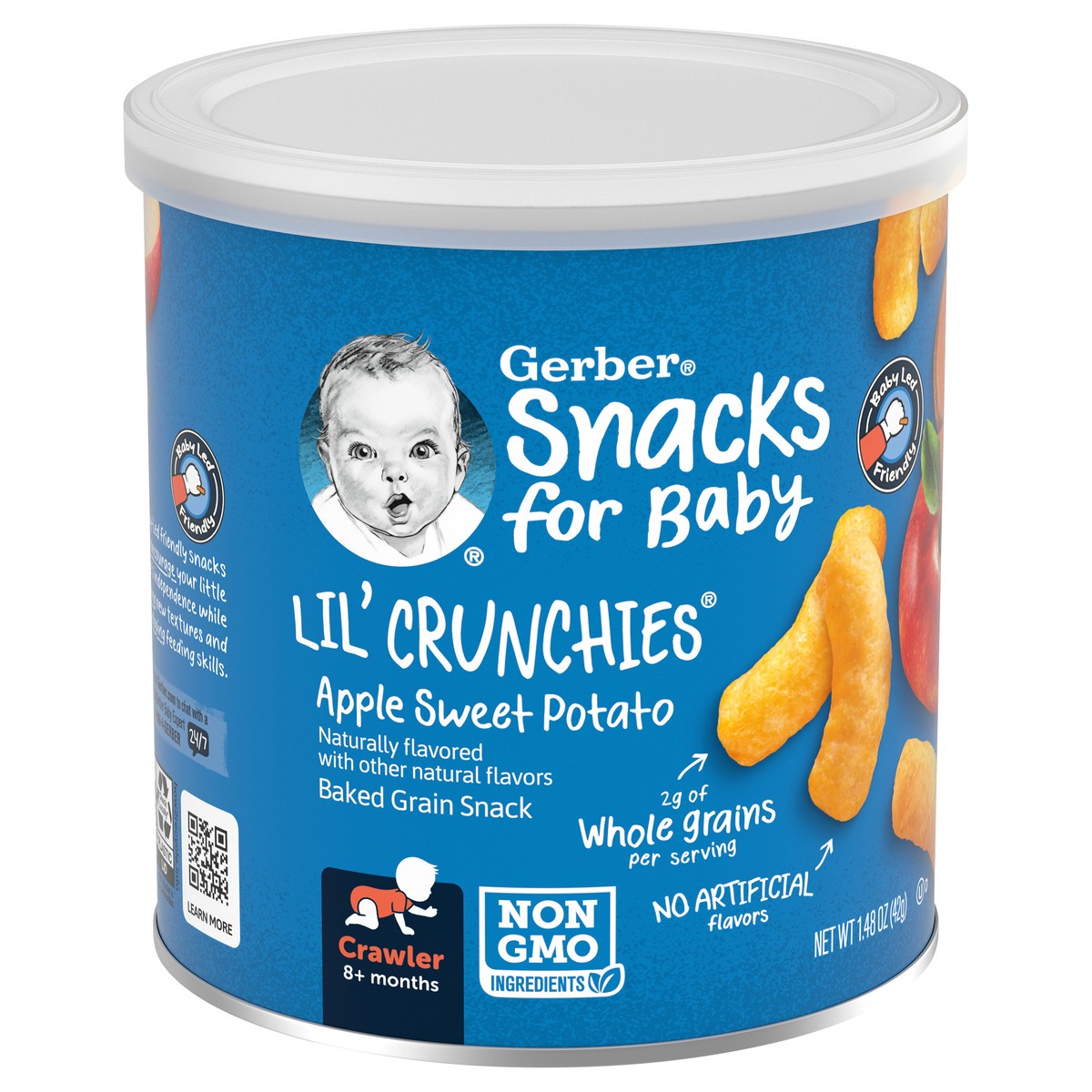 slide 6 of 9, Gerber Snacks for Baby Lil Crunchies Apple Sweet Potato Puffs, 1.48 oz, 1.48 oz