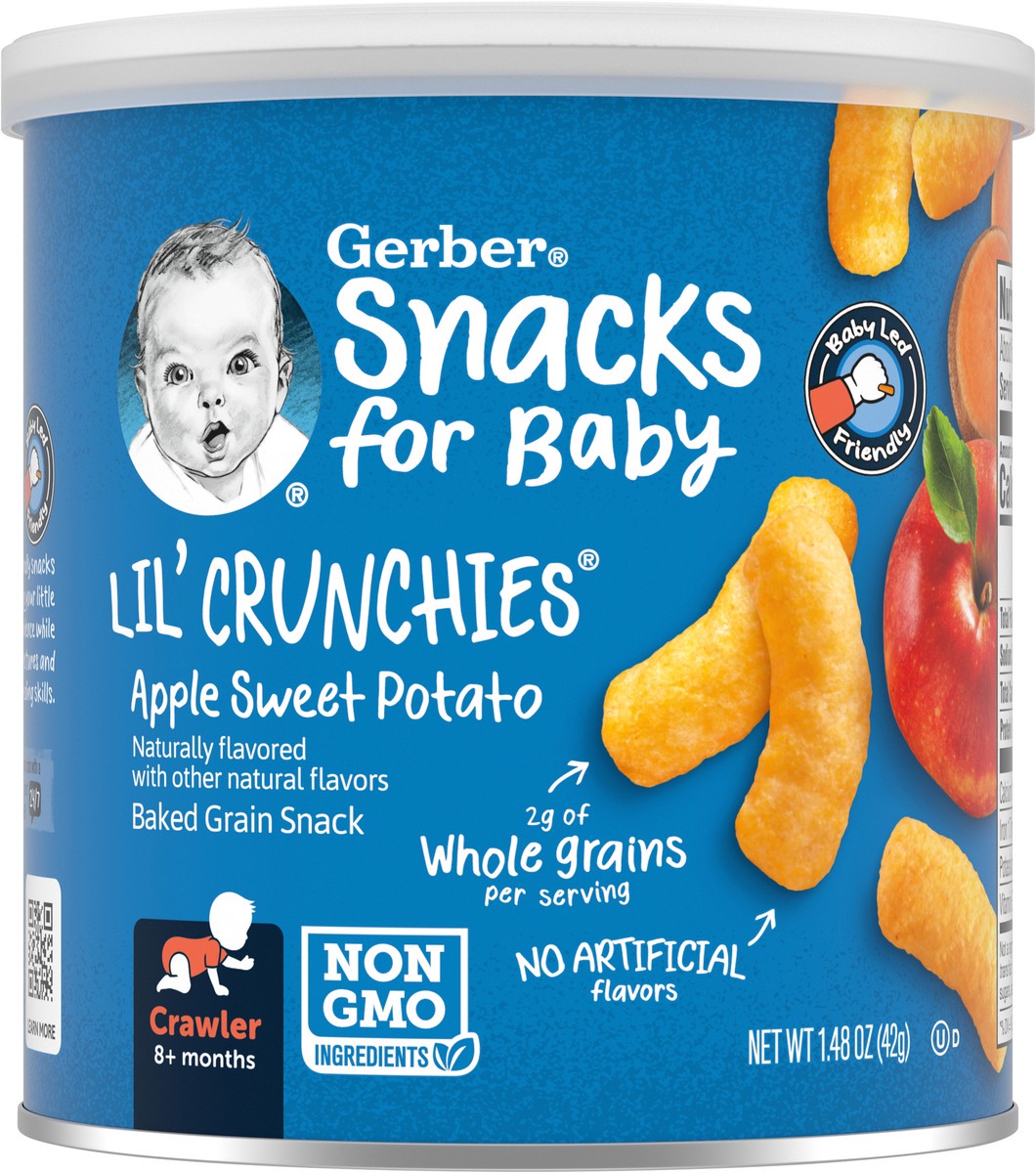 slide 5 of 9, Gerber Snacks for Baby Lil Crunchies Apple Sweet Potato Puffs, 1.48 oz, 1.48 oz