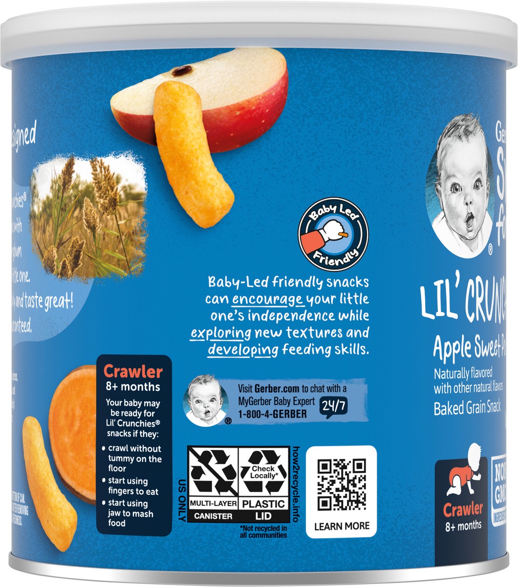 slide 9 of 9, Gerber Snacks for Baby Lil Crunchies Apple Sweet Potato Puffs, 1.48 oz, 1.48 oz