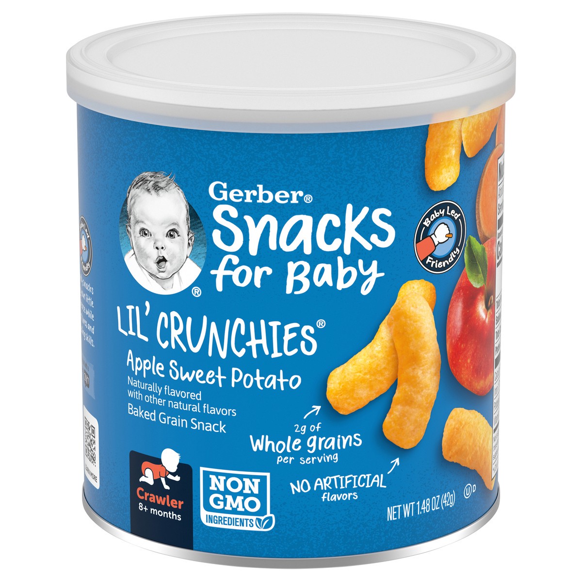 slide 1 of 9, Gerber Snacks for Baby Lil Crunchies Apple Sweet Potato Puffs, 1.48 oz, 1.48 oz