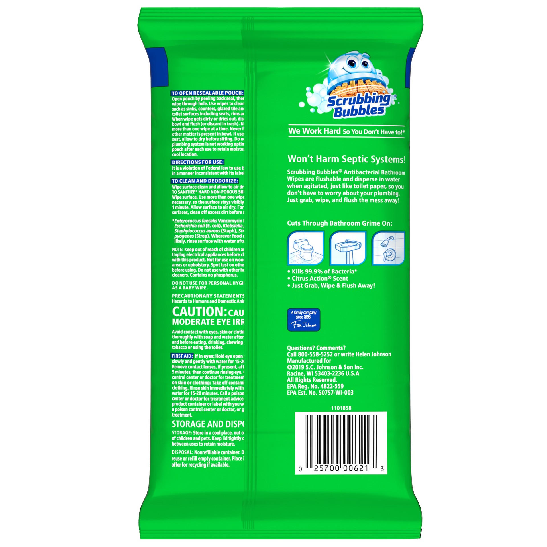 slide 2 of 5, Scrubbing Bubbles Flushable Antibacterial Wipes, Citrus Action, 36 Count, 28 ct