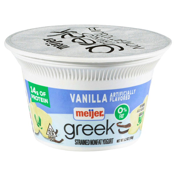 slide 1 of 1, Meijer Non-Fat Vanilla Greek Yogurt, 5.3 oz