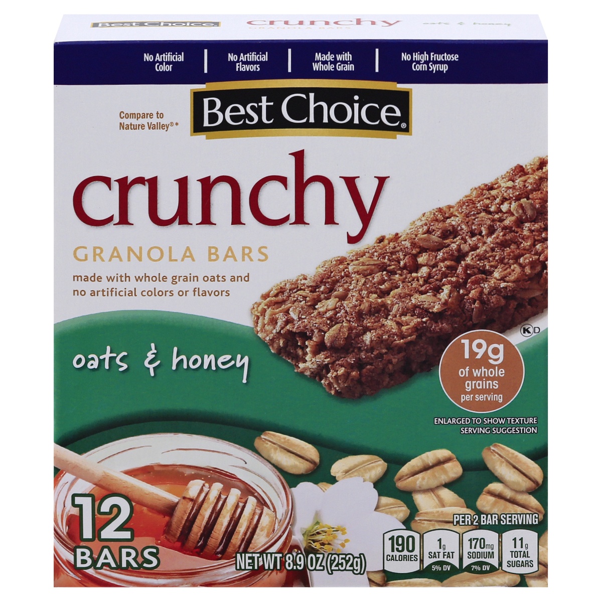 slide 1 of 1, Best Choice Oats Honey Crunchy Granola Bars, 12 ct