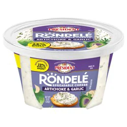Président Rondelé Creamy Whipped Artichoke & Garlic Spreadable Cheese 8 oz