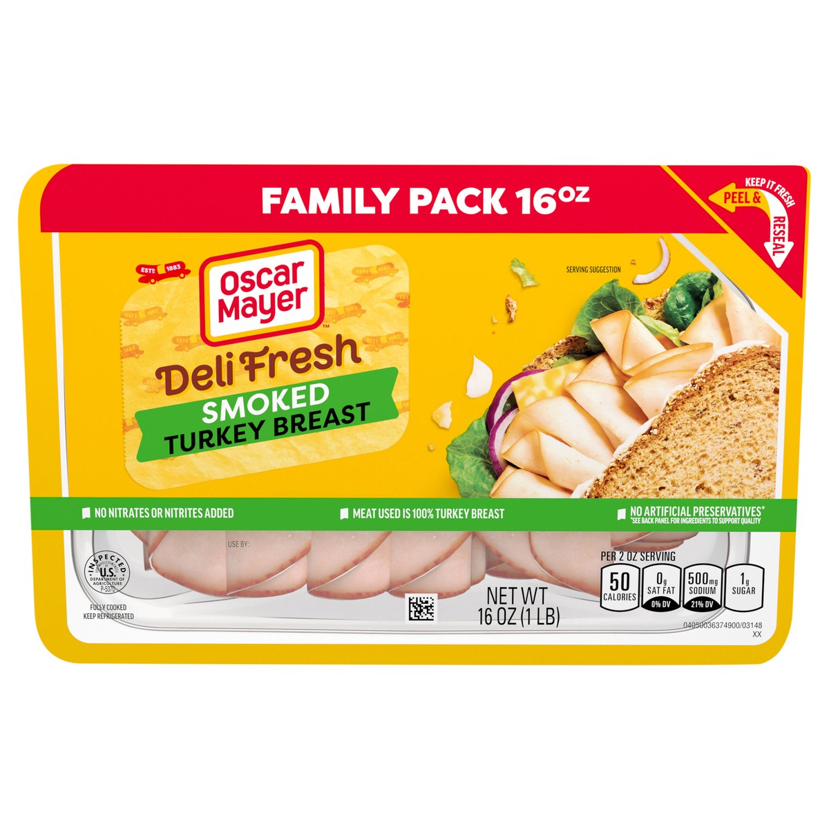 slide 1 of 5, Oscar Mayer Deli Fresh Smoked Turkey Breast, 16 oz Family Pack, 16 oz