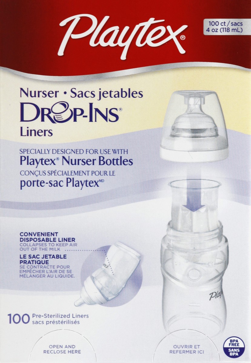 slide 5 of 6, Playtex Baby Drop-Ins Liners For Baby Nurser Bottles, 100 ct