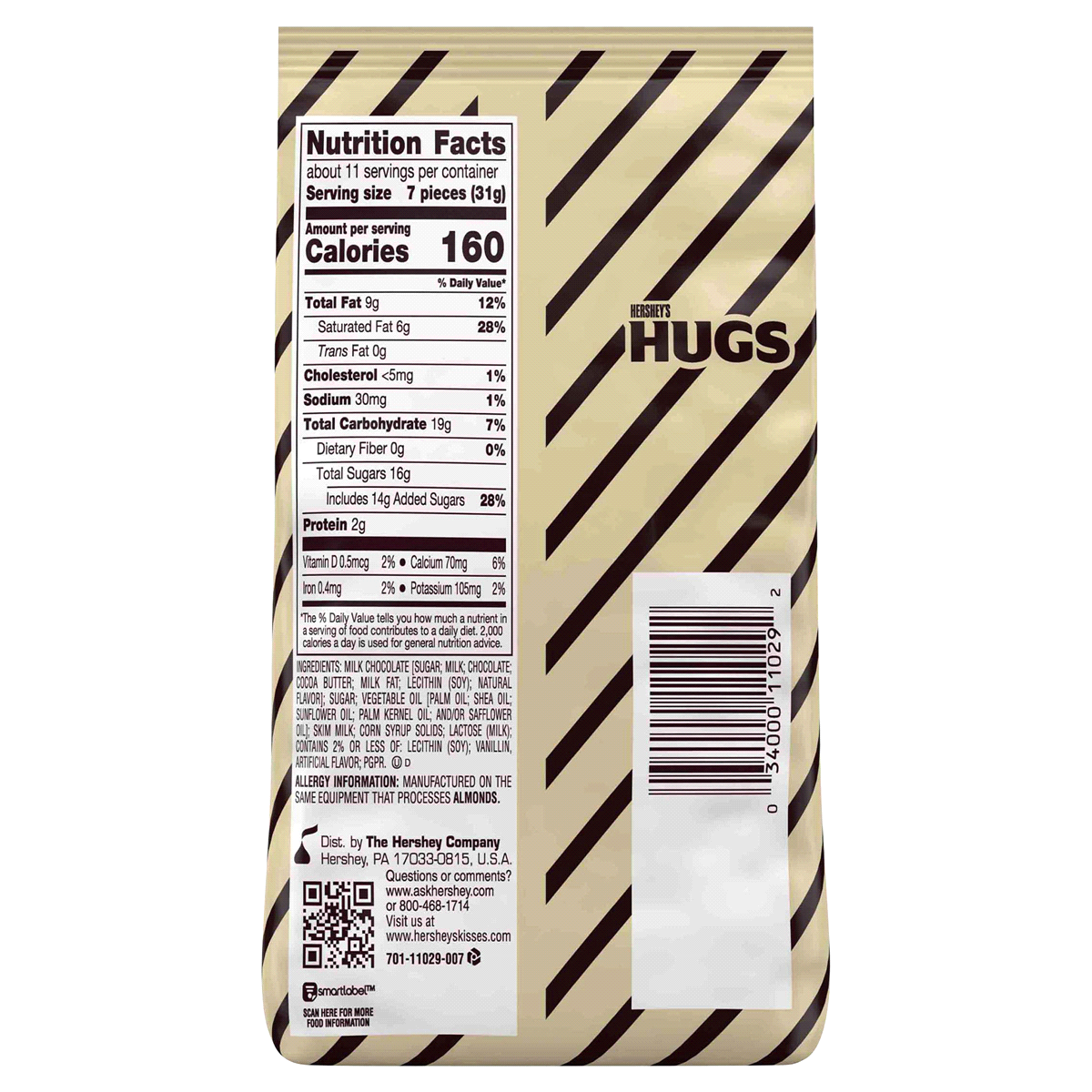 slide 7 of 8, Hershey's Hugs Milk Chocolate Hugged by White Creme, 12 oz