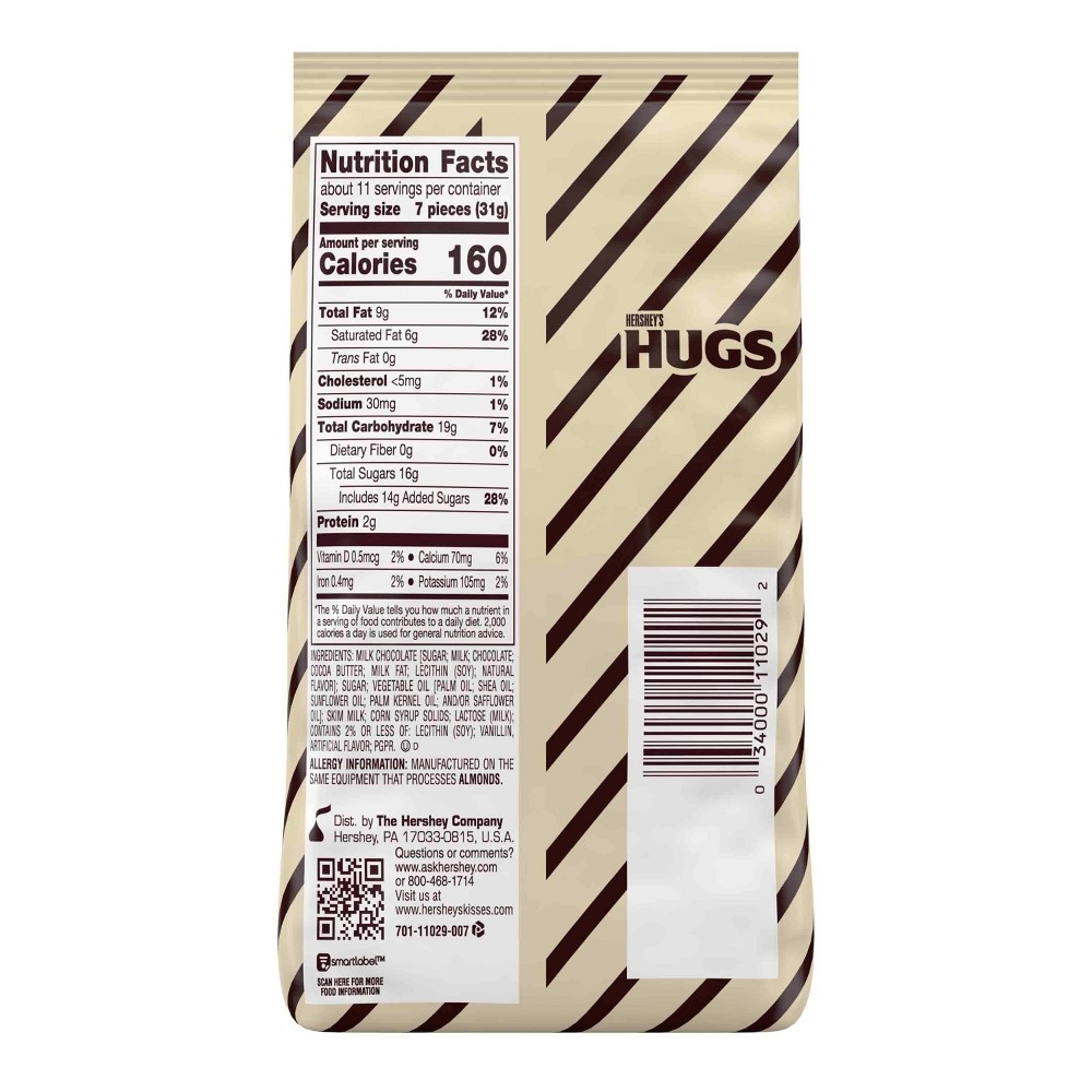 slide 8 of 8, Hershey's Hugs Milk Chocolate Hugged by White Creme, 12 oz