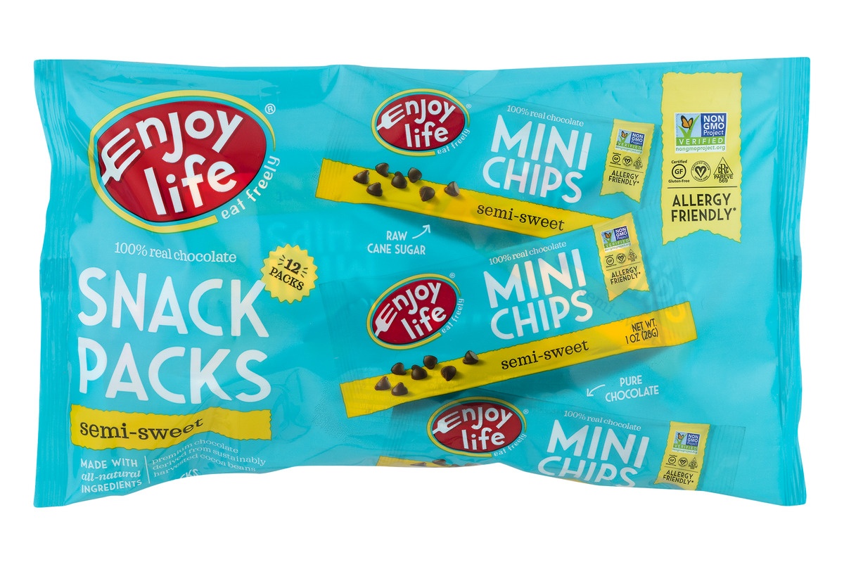 slide 1 of 1, Enjoy Life Semi-Sweet Mini Chips Snack Packs, 12 ct