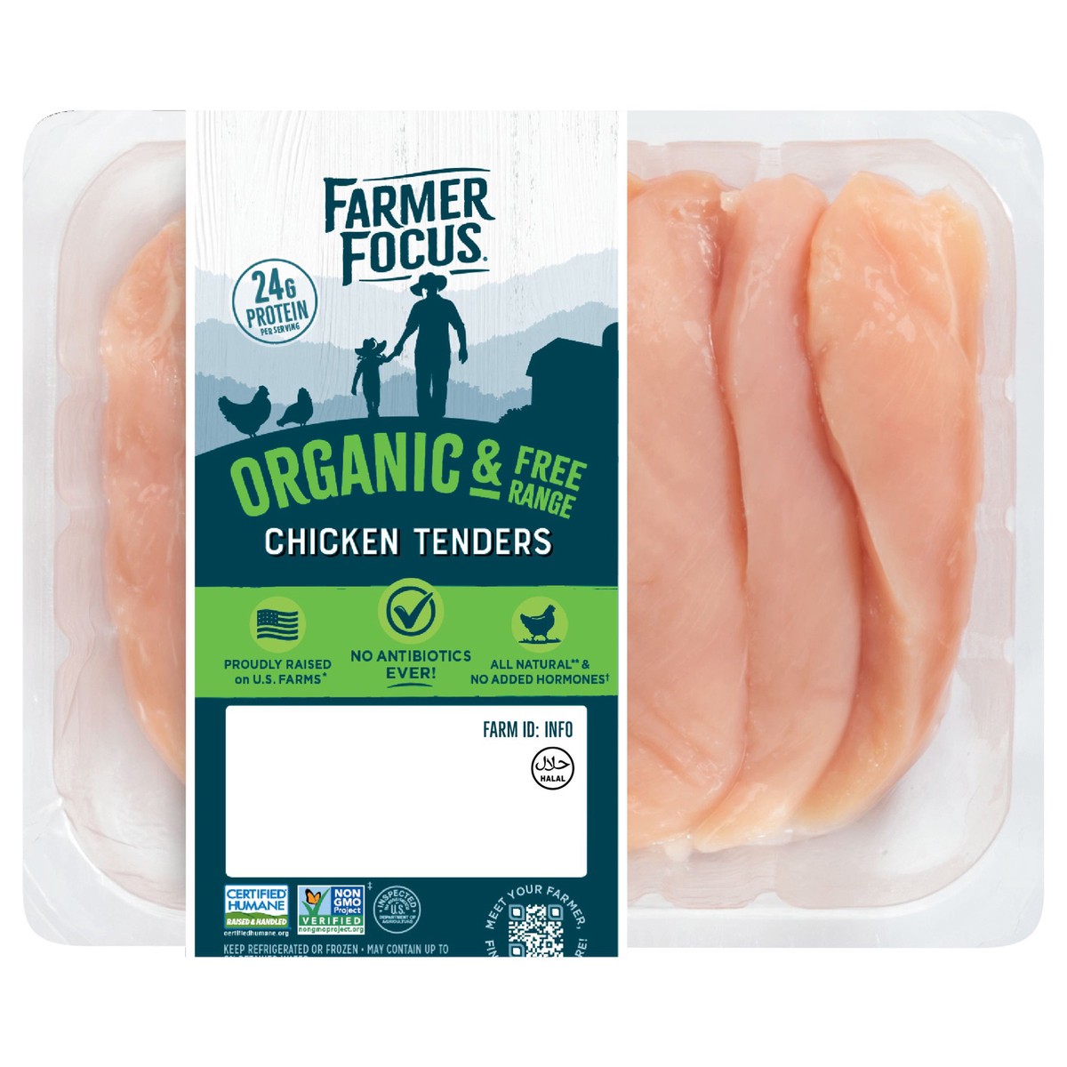 slide 1 of 7, Farmer Focus Organic And Free Range Chicken Tenders, per lb