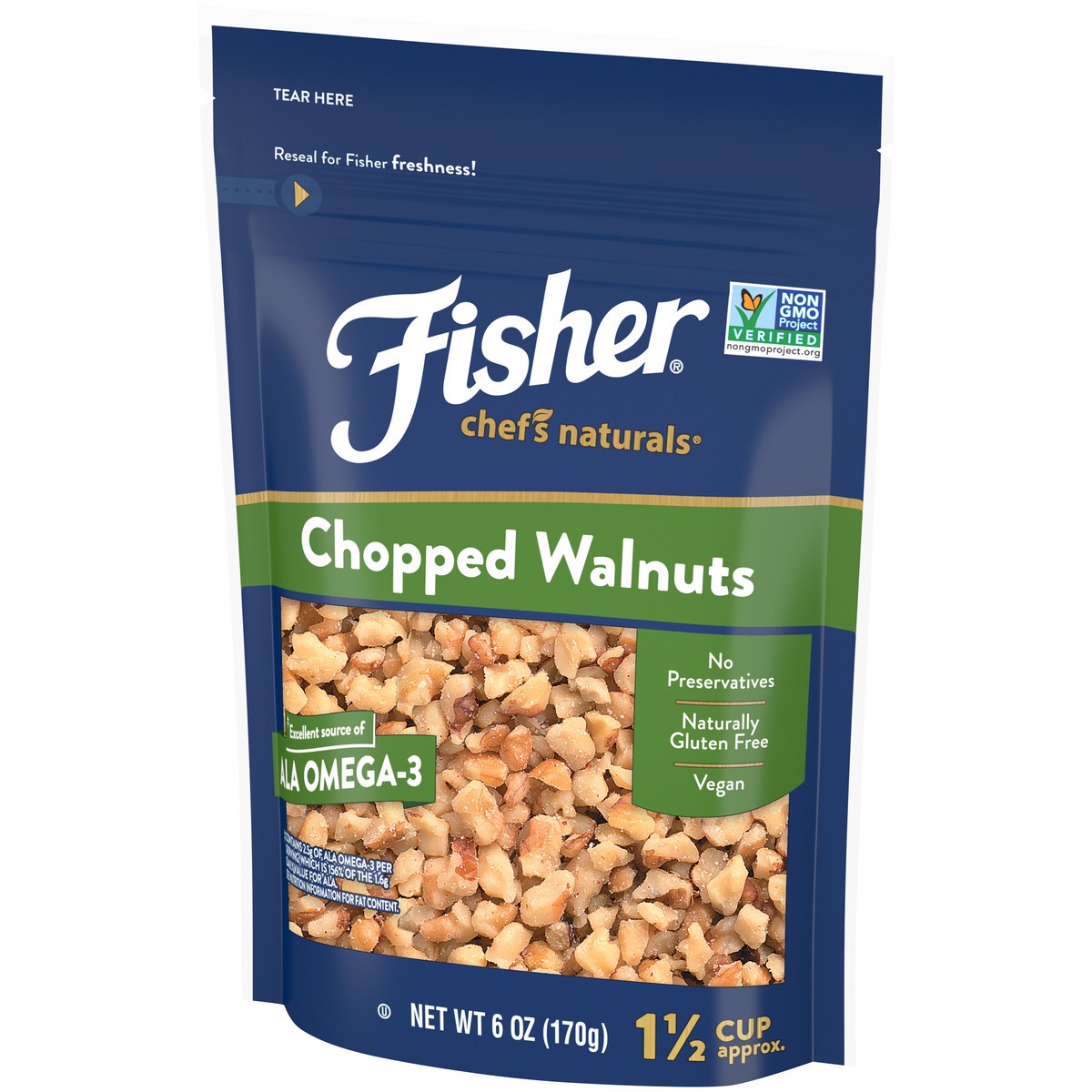 slide 2 of 11, Fisher Chef's Naturals Chopped Walnuts 6 oz. Bag, 6 oz