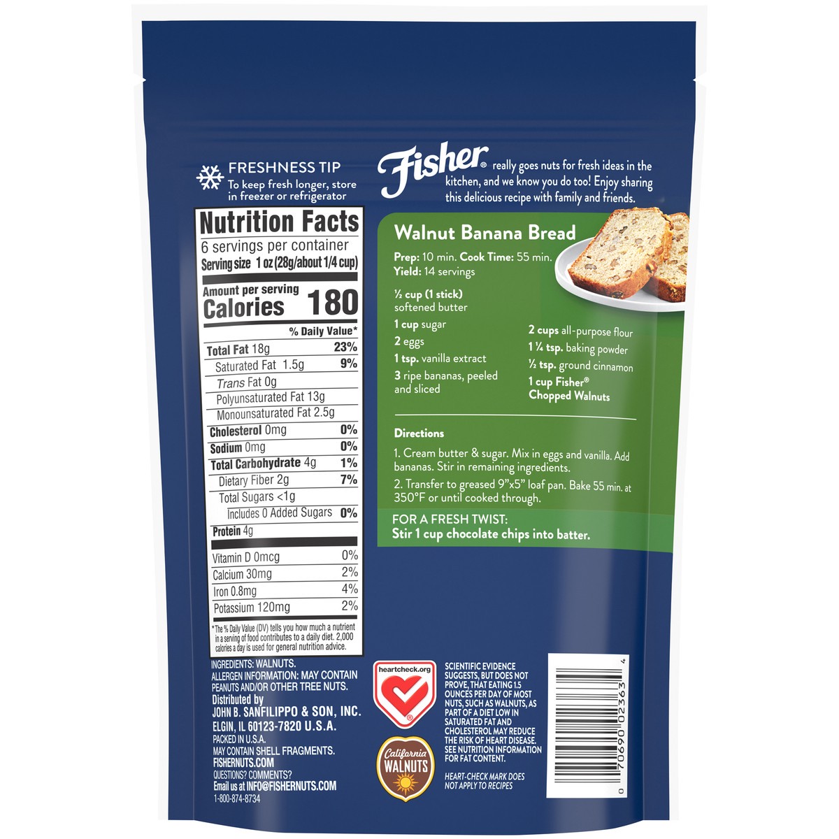 slide 8 of 11, Fisher Chef's Naturals Chopped Walnuts 6 oz. Bag, 6 oz