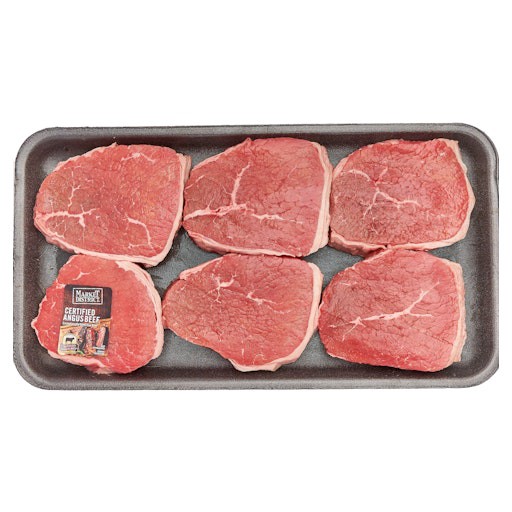slide 1 of 1, Market District Beef Eye Of Round Steak, Value Pack, Certified Angus Beef ®, per lb