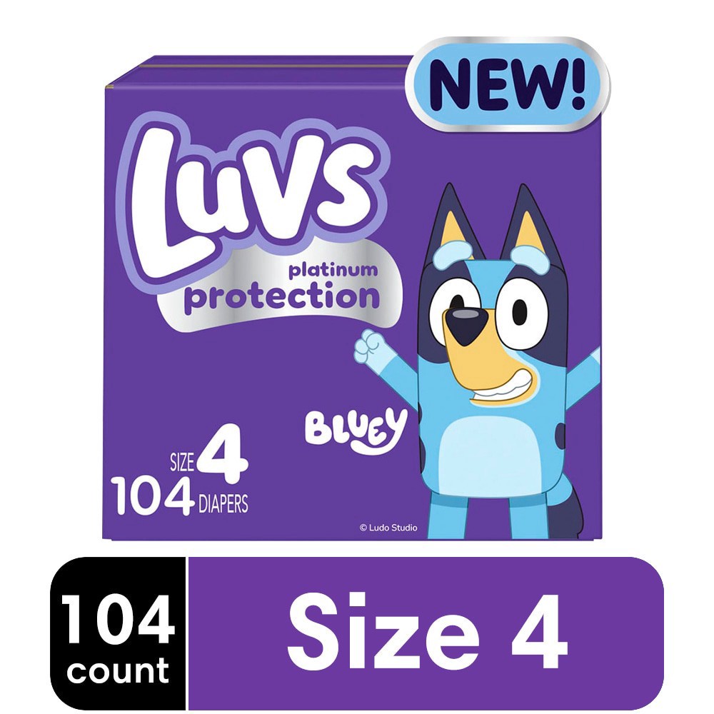 slide 6 of 6, Luvs Platinum Protection Baby Diapers, Size 4 (27 - 33 Lbs), 104 ct
