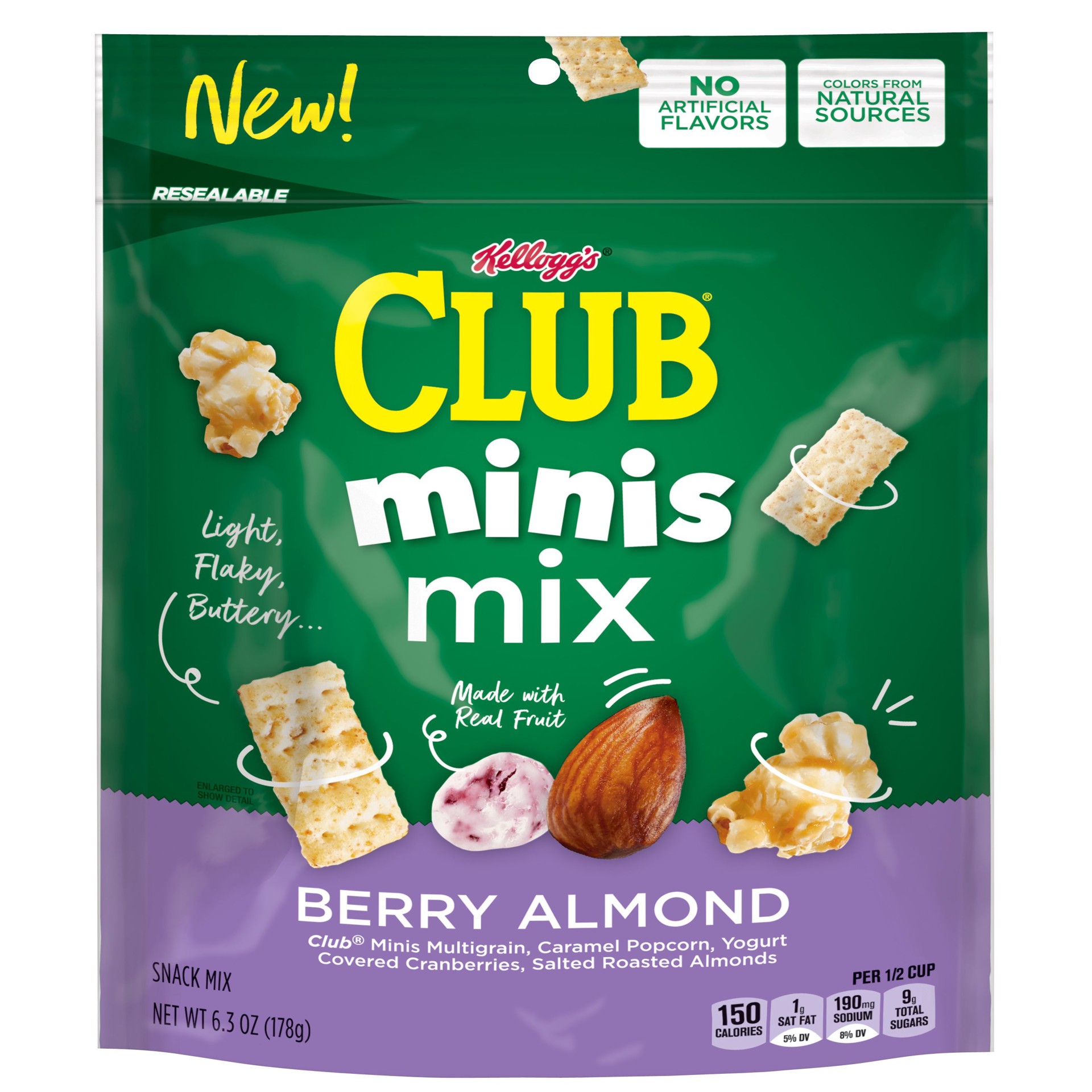 slide 1 of 6, Kellogg's Club Minis Mix Snack Mix, Berry Almond, 6.3 oz