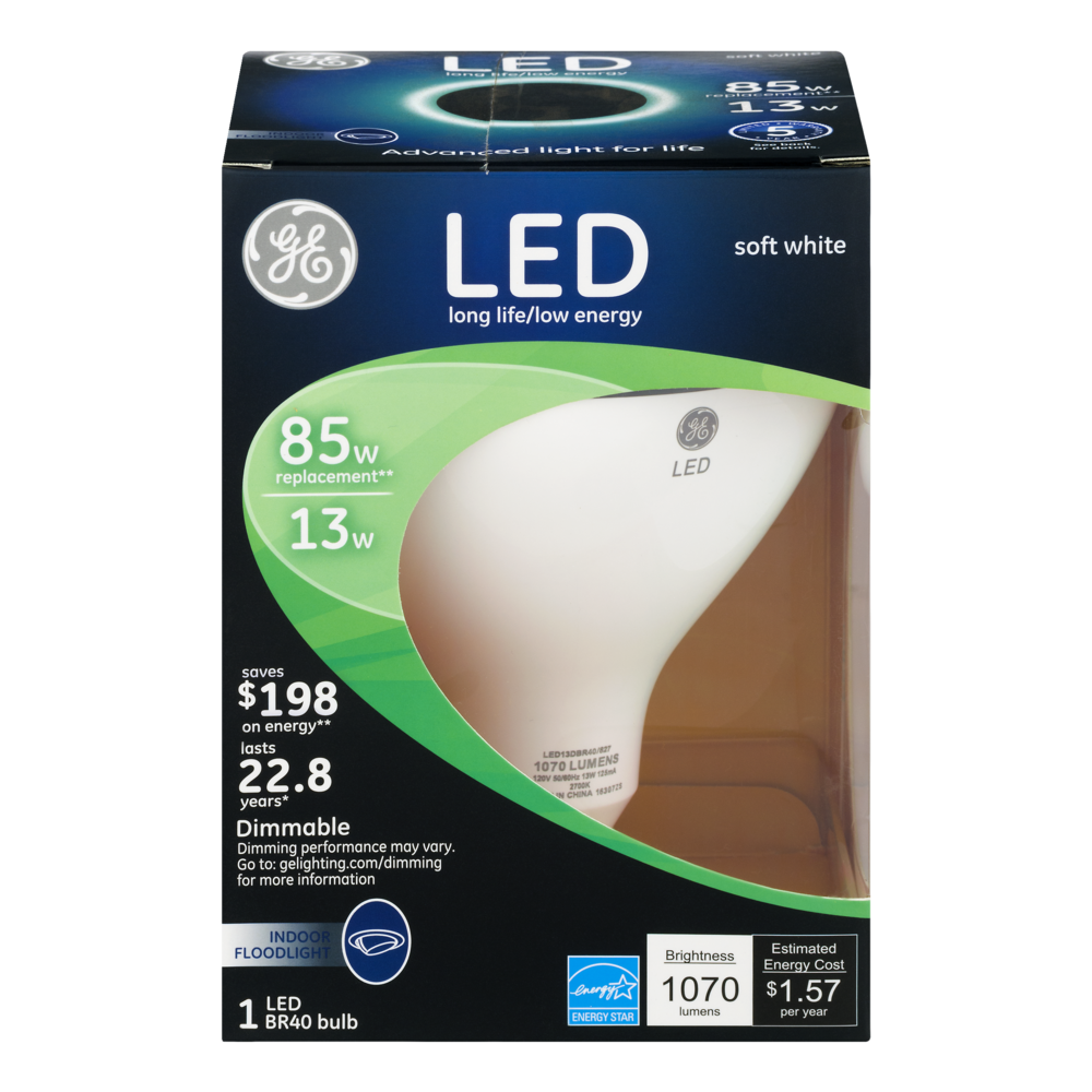 slide 1 of 4, GE Light Bulb, LED, Indoor Floodlight, Soft White, 13 Watts, 1 ct