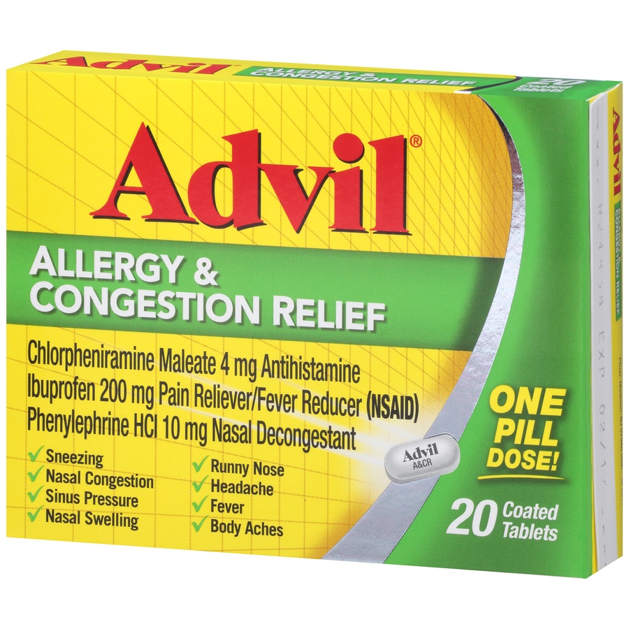 slide 4 of 7, Advil Allergy And Congestion Relief Tablets, 20 ct
