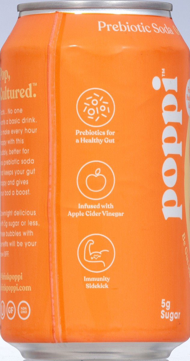 slide 6 of 9, poppi Orange Prebiotic Soda, 12oz, 12 oz