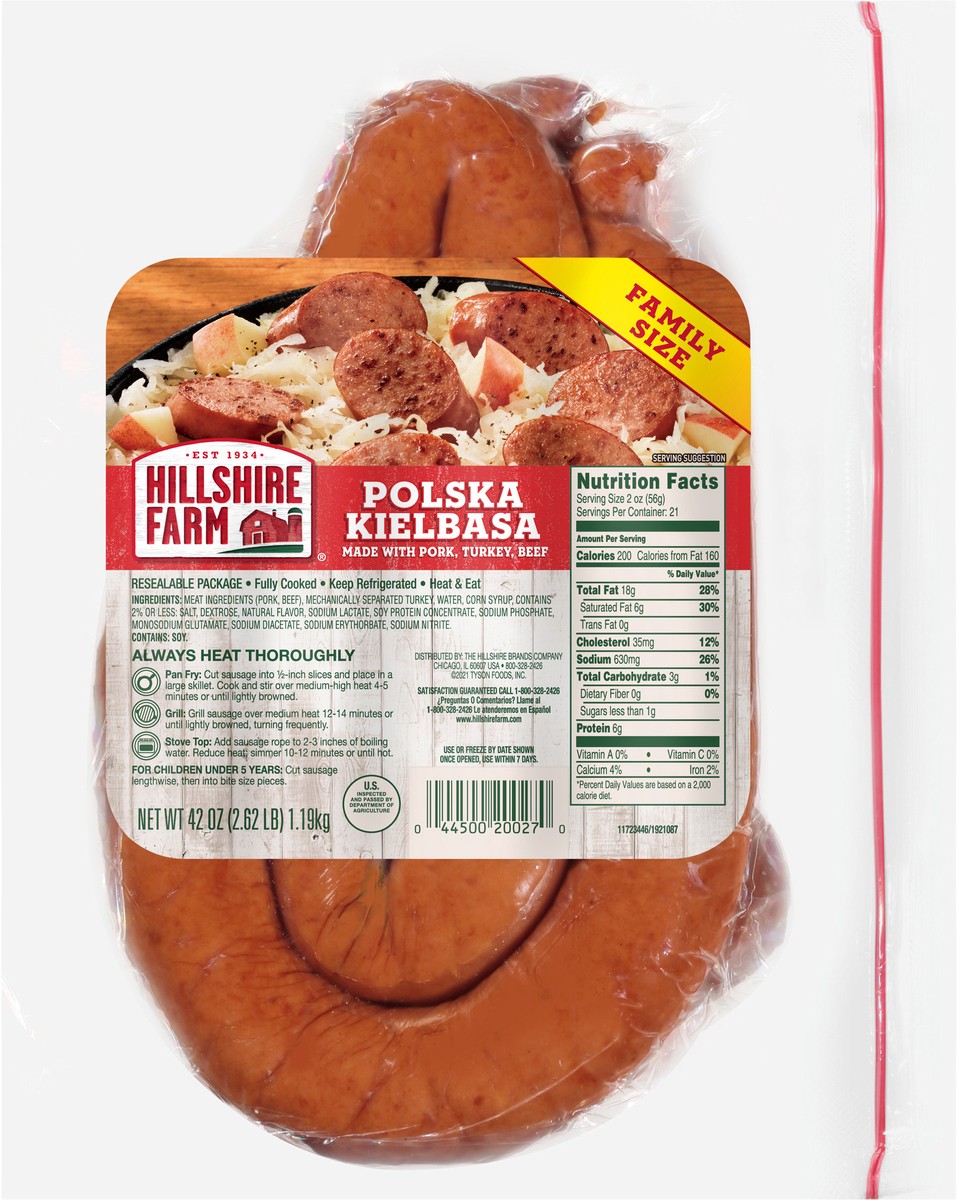 slide 4 of 6, Hillshire Farm Polska Kielbasa Smoked Sausage Family Pack, 2.62 lb, 42 oz