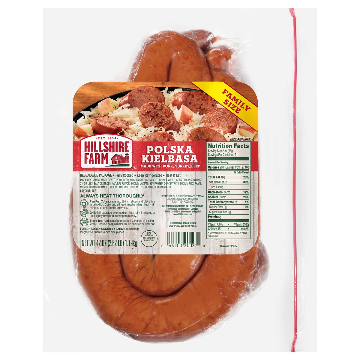 slide 2 of 6, Hillshire Farm Polska Kielbasa Smoked Sausage Family Pack, 2.62 lb, 42 oz