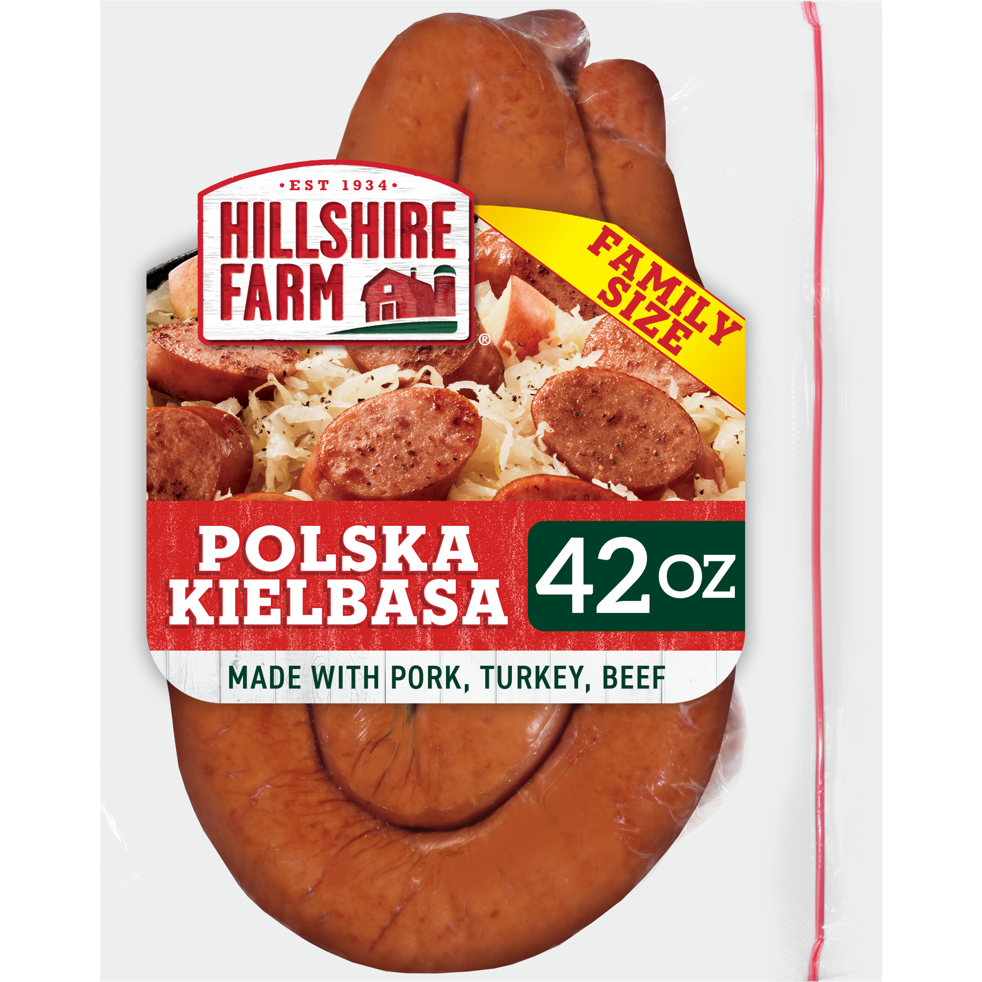 slide 1 of 6, Hillshire Farm Polska Kielbasa Smoked Sausage Family Pack, 2.62 lb, 42 oz