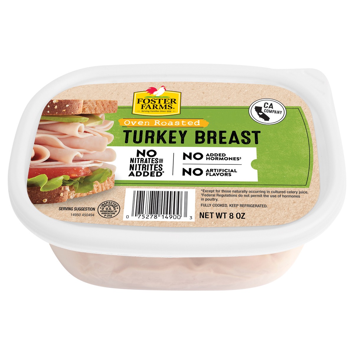 slide 1 of 2, Foster Farms Lunchmeat Turkey Breast Oven Roasted - 8 Oz, 8 oz