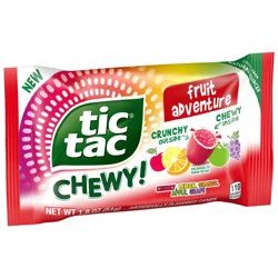 Tic Tac Chewy! Fruit Adventure Crunchy Outside Chewy Inside Candy Bag
