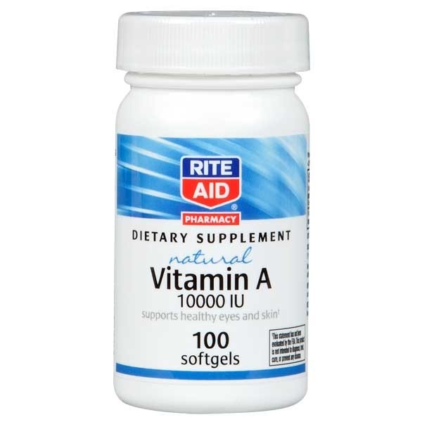 slide 1 of 2, Rite Aid Ra Nat Vit A 10000Iu, 100 ct