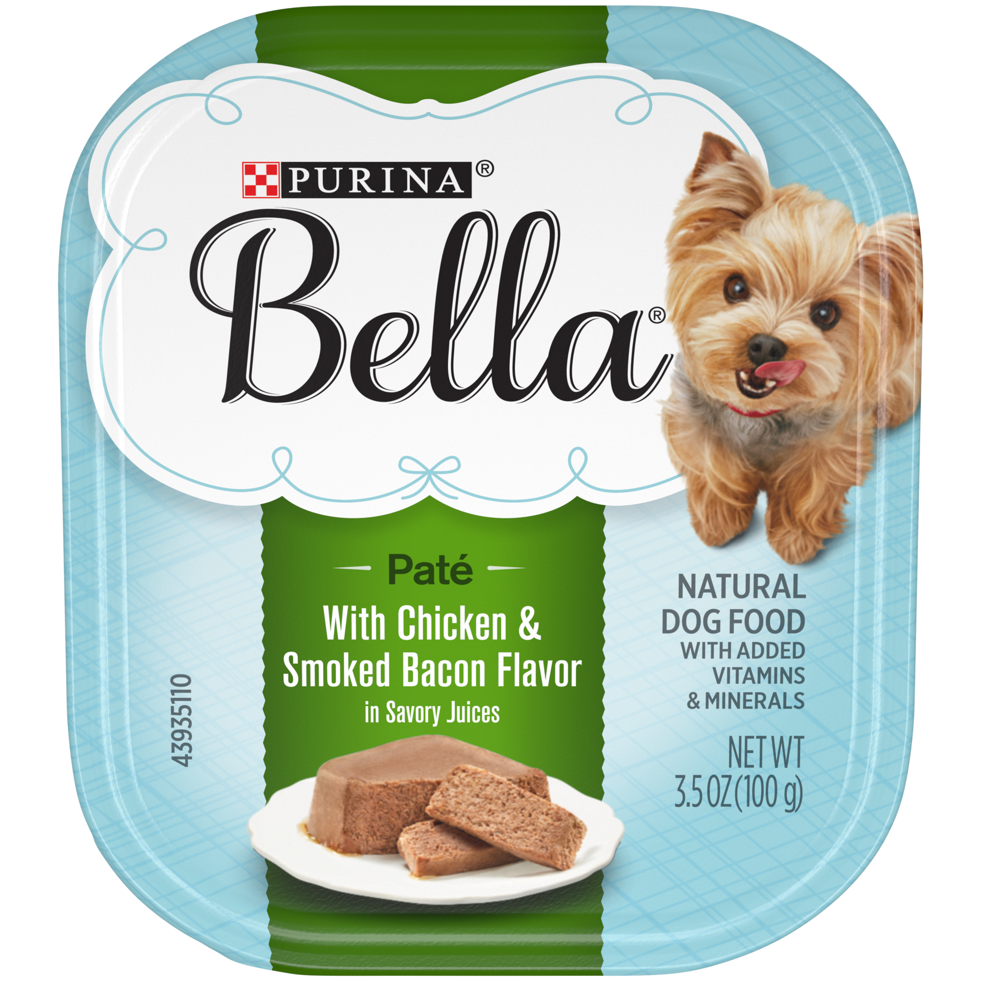 slide 1 of 9, Bella Purina Bella Natural Small Breed Pate Wet Dog Food, With Chicken & Smoked Bacon Flavor in Savory Juices, 3.5 oz