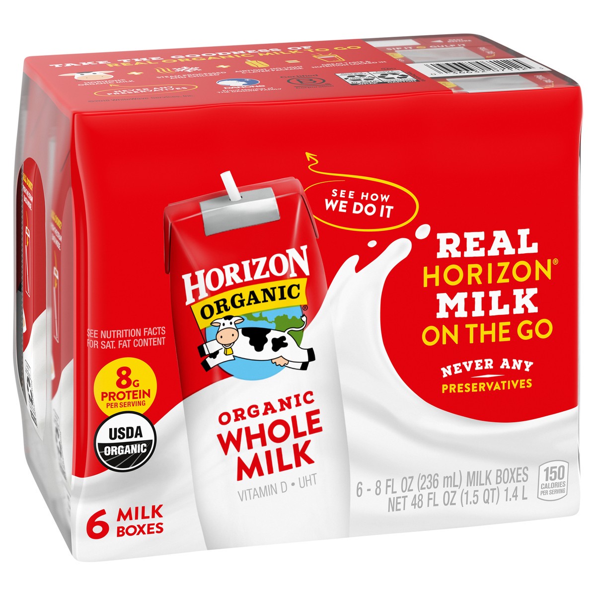 slide 9 of 9, Horizon Organic Shelf-Stable Whole Milk Boxes, 8 oz., 6 Pack, 48 fl oz